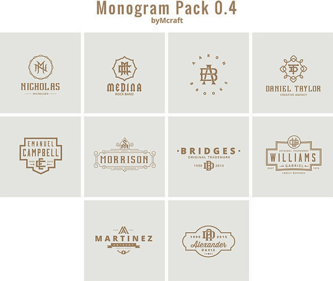 复古风格 Logo 模板集合 Monog...