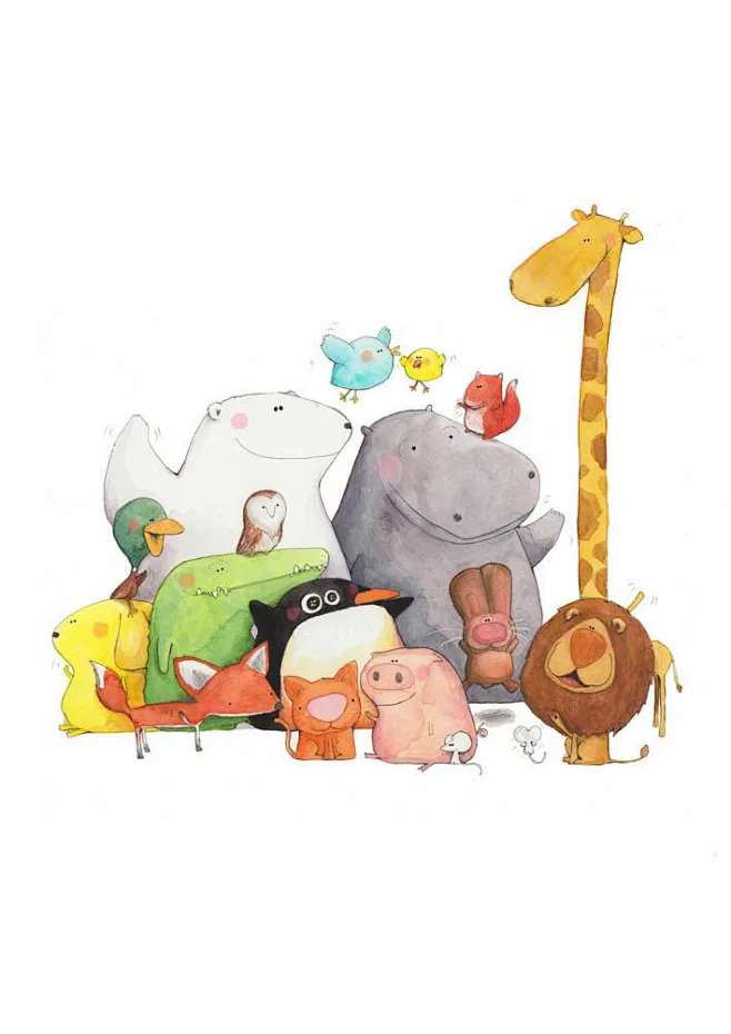 Animals Watercolour Illustration Print // Children's…