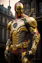 Comic Art, Marvel, Iron Man, Marvel Comics, Armor, Character, Hero, Fantasy Weapons, Gold