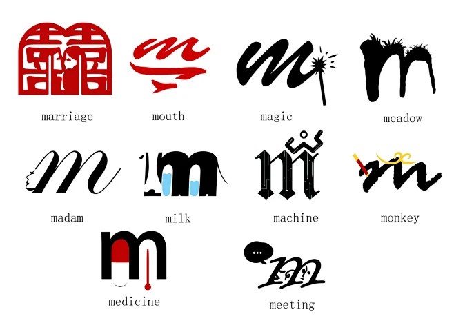 m的字体变形联想设计 - 小红书