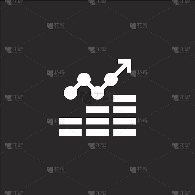 损失的图标。填补了网站设计和手机应用开发的损失图标。损失图标从充满金钱收集孤立的黑色背景。素材-花瓣网