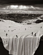 skiers on sheets? they're surreal photo montages by photographer thomas barbey.: 