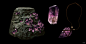 CGwall游戏原画网站_紫水晶游戏矿石欣赏、菱形紫水晶UI图标、紫水晶吊坠UI游戏道具