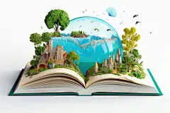 设计书本上的创意岛屿模型