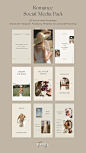 Romance Social Media Pack Kit Bundle Canva & PS / Instagram Posts Stories Templates / Download Now