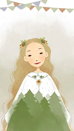 手机圣诞壁纸1-Senny-森妮_圣诞节,平安夜,浪漫,少女,插画,手机壁纸_涂鸦王国插画