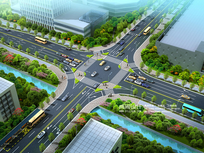 1a鄱山路-招之路交叉口 道路路口设计效果图
