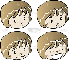 矢量卡通短发小女孩表情包