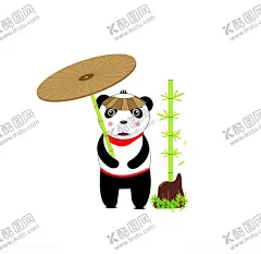 卡通大熊猫 【酷图网】卡通,熊猫,竹子,雨伞,手绘,logo,矢量,ai,可更改,可爱,元素