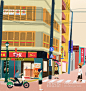#插画#日本街道系列~   暖暖的风~
