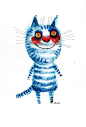 The Striped Blue Cat by Nastya Ozozo (Nastassia Atrakhovich)