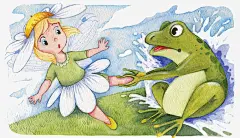 手绘水彩女孩青蛙高清素材 创意插画设计 卡通贺卡封面 手绘插画 免抠png 设计图片 免费下载