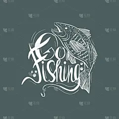 手绘经典语录:“去钓鱼”。Hand-lettering模板。