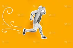 肖像疯狂的，时髦的，他的，他的，他的，他的，老人跳像动画，卡通，未来派的，程式化的插图，匆忙，匆忙回