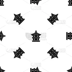 黑色,式样,传统,宝塔,东方人,几何形状,白色,自然美,重复