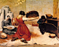 居斯塔夫·库尔贝--筛麦妇 库尔贝画过许多妇女形象，而以这幅画中的筛麦女子最朴实、最能体现他的美学思想。