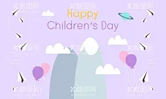 卡通背景  - 源文件下载【酷图网】童话,奇幻,手绘,卡通,儿童背景,墙纸,婴儿,梦幻,星球,气球,云,儿童节,