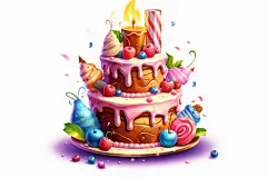 手绘原创卡通美味生日蛋糕甜品插画