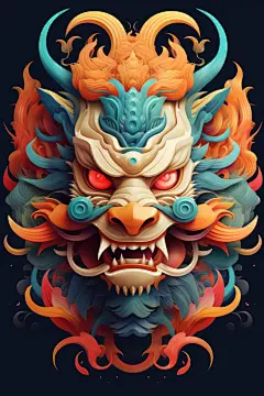 创意卡通龙头龙年中国龙插画元素