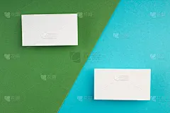 名片空白的彩色背景。为文本复制空间。前视图。名片空白的彩色抽象背景。企业文具品牌模型。为文本复制空间