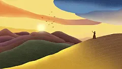 渐变天空风景插画背景高清素材 平面电商 创意素材