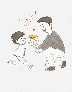 手绘插画父亲节亲子插图给爸爸礼 设计图片 免费下载 页面网页 平面电商 创意素材