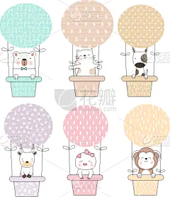 可爱的,幼小动物,气球,卡通,猴子,贺卡,浪漫,狗,猪,自然美