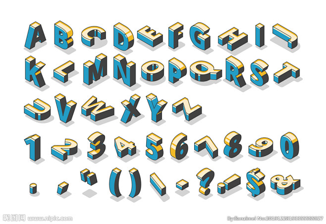 立体英文字母阿拉伯数字