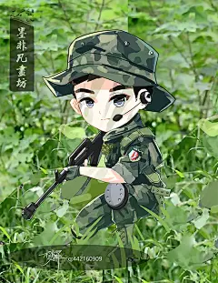 军人 帅气 致敬 军旅 军恋 绘画插画壁纸 作者：墨非凡画坊