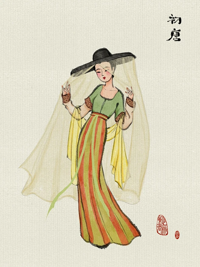 国画人物 装束复原 汉民族历朝代服饰 （魏晋南北朝-唐）古风插图_东君之桃__插画师作品_涂鸦王国gracg.com-花瓣网