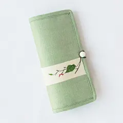 艾洛 絮如 复古手绘手工布艺2014新款女士两折钱包小清新绿色简约