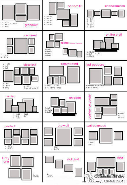 想把照片挂在墙上，你可以参考这些排列方式
