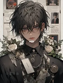 复古港风动漫男生头像|壁纸|黑玫瑰