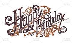 生日贺卡，复古字体