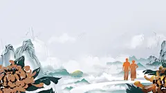 水墨菊花山水背景图 页面网页 平面电商 创意素材