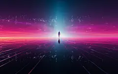 树木人物紫色背景海上岛屿素材图片