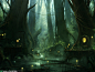General 1280x960 lake forest fantasy art path vines lantern