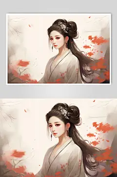 AI数字艺术新中式中国风美女人物插画-众图网