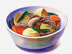 一碗拌面图片素材_新图网 https://ixintu.com 拌面 炸酱面 面食 青椒 胡萝卜 蔬菜 食物 手绘
