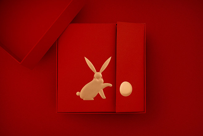 中秋  兔子 包装 月饼 礼盒 红色 花...
