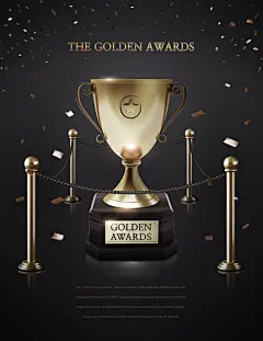 音乐盛典奖杯黑金电影颁奖海报