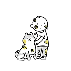 脏小孩和狗插画