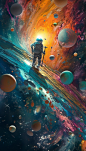 科技科幻太空宇航员插画