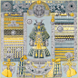 90X90厘米方巾 Hermès | Parures de Samouraïs爱马仕 丝巾设计 图案设计 配色 构图