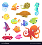 Underwater animals ocean sea animals fish octopus vector image on VectorStock : Underwater animals. Ocean sea animals fish octopus turtle seahorse vector characters. Sea marine fish and octopus, wild fauna illustration. Download a Free Preview or High Qua