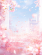 an illustration with cherry blossoms on white paper background, in the style of blurred, dreamlike atmosphere, windows vista, uhd image, fairycore, romantic atmosphere, contest winner, sui ishida