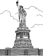 Free coloring page coloring-adult-new-york-statue-liberte. The Statue of Liberty: You can color it for a long time, because there are many difficult details