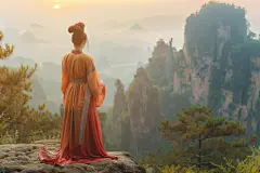 郊外旅游趣味女孩背影