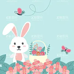 可爱兔子背景  - 源文件下载【酷图网】可爱兔子背景,小兔子背景,壁纸,复活节背景,卡哇伊,小白兔