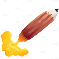 教育培训插画贴纸-铅笔火箭